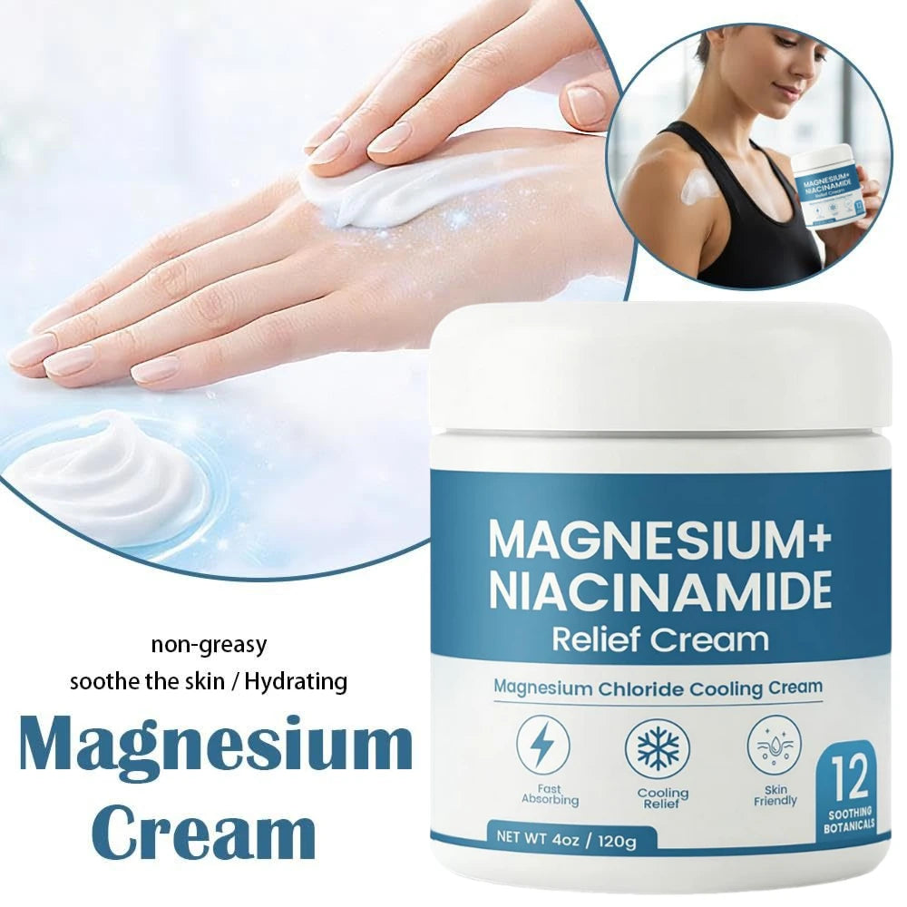 Nerve Relief Magnesium Cream With Niacinamide Moisturizing Hydrated Skin Repair Skin Barrier for Knees Joints Muscles Massage Oasis Select