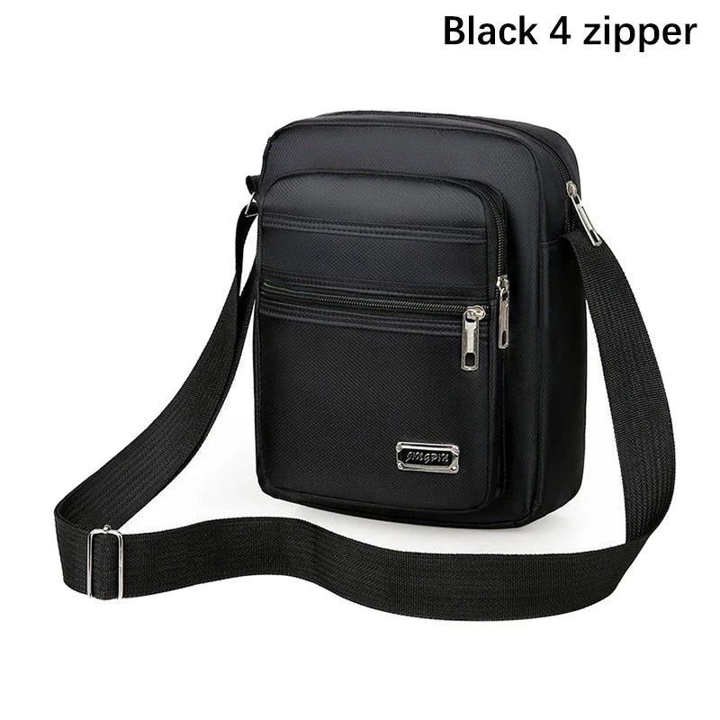 Men's Nylon Waterproof Crossbody Bag – Multi-Pocket Shoulder Crossbody Shoulder Bag Oasis Select Black 4 zippers