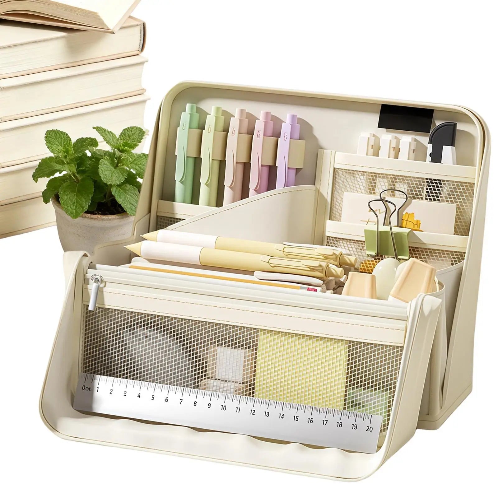 Big Pencil Case Large Capacity Portable Waterproof Organizer with Handle for Girls Stationery Art Drawing Writing Makeup Travel Oasis Select