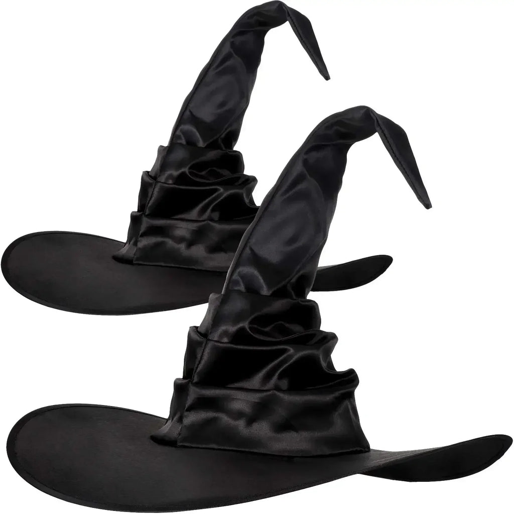 Halloween Witch Hats Black Folds Wizard Hat for Women Men Masquerade Party Cosplay Props Decoration Carnival Party Hats Oasis Select