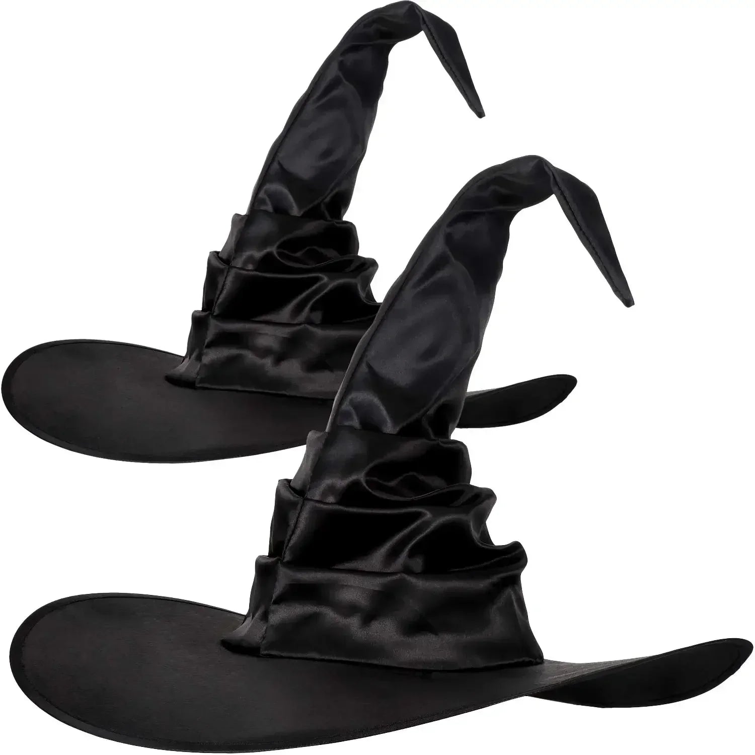 Halloween Witch Hats Black Folds Wizard Hat for Women Men Masquerade Party Cosplay Props Decoration Carnival Party Hats Oasis Select