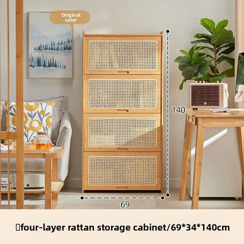 Bookshelf storage rack floor-to-ceiling living room bookcase household rattan storage cabinet bedroom acrylic display cabinet Oasis Select four layers B