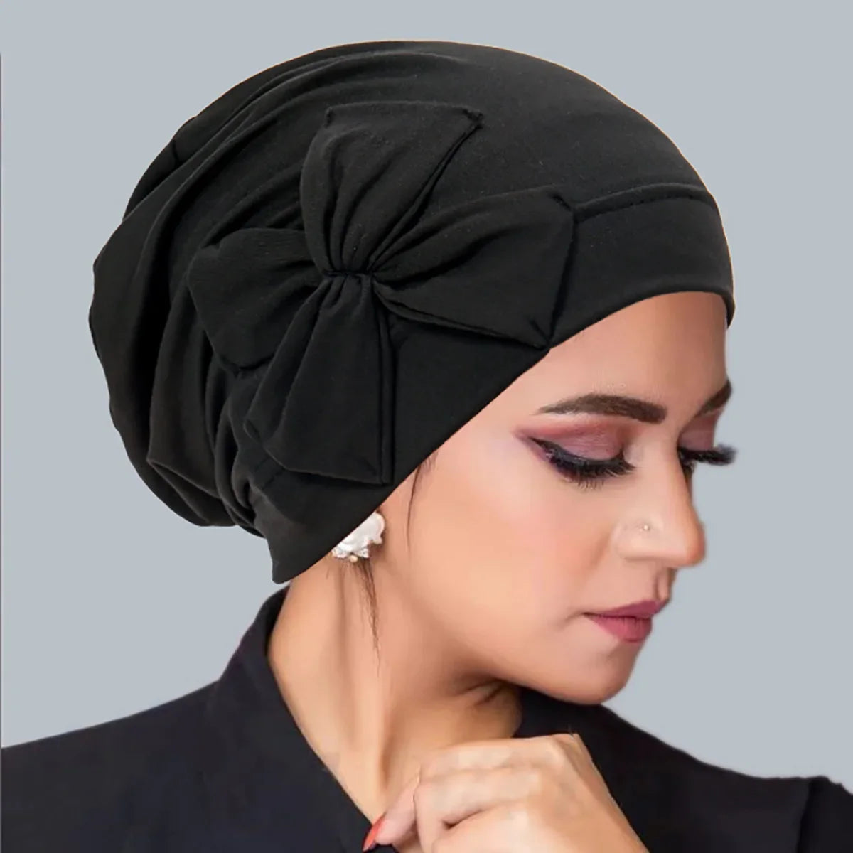 New Muslim Women Inner Hijab Hat Bowknot Turban Indian Bonnet Headscarf Beanies Hair Loss Head Wrap Chemo Cap Turbante Mujer Oasis Select heise
