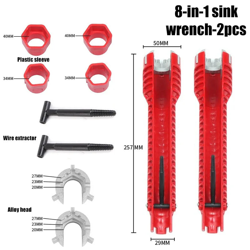 Sink bathroom wrench plumbing installation tool household water pipe faucet angle valve sink maintenance disassembly wrench Oasis Select 8-in-1-2pcs