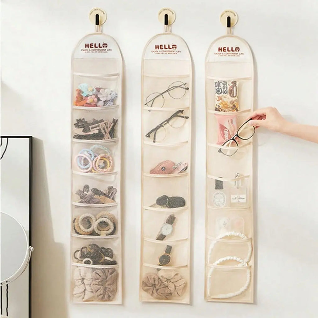 1pc Hanging 7-compartment storage pouch for glasses, hair accessories, watch Oasis Select