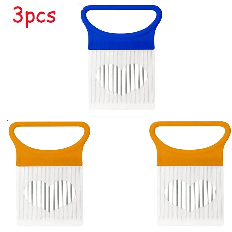 1-4pcs Stainless Steel Onion Holder Slicer Needle Fork Vegetable Fruit Slicer Tomato Cutting Holder Kitchen Tools Accessories Oasis Select mix-3pcs 5