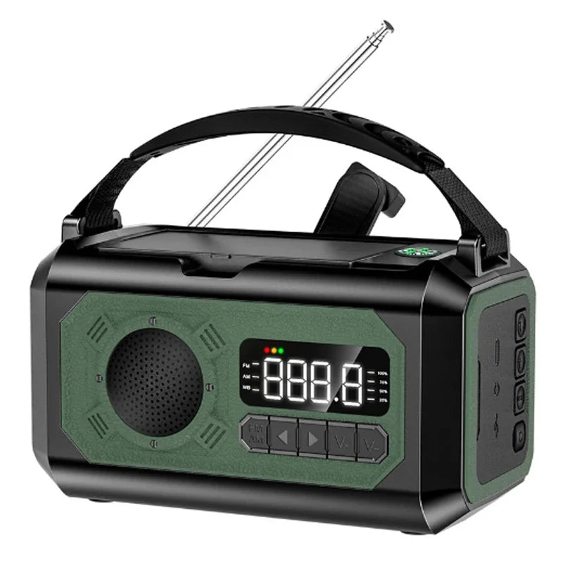 Portable 12000mAh Emergency Radio AM/FM/NOAA Weather Radio Solar Hand Crank Radio Flashlight SOS Alarm Power Bank Reading Lamp Oasis Select Dark Green