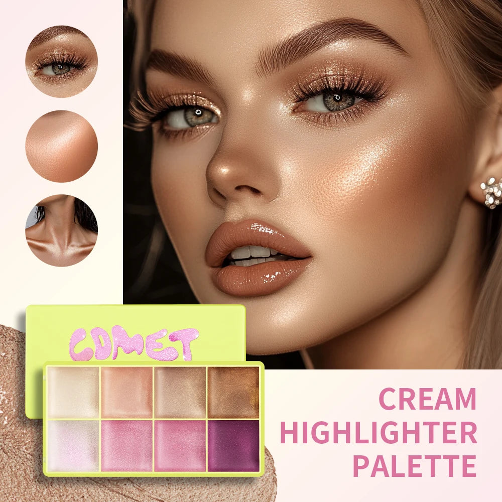 8Colors Cream Highlighter Palett Face Brighten Highlighter Blush&Contouring Shimmer Concealer Cream Makeup Tool Cosmetics Oasis Select