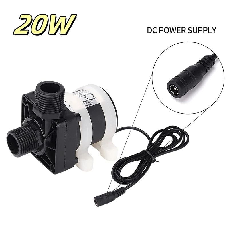Solar-Powered Water Pump with 4 Point Threads – Quiet IP68, 12V 24V DC Brushless Motor for Showers, Heaters, and Heated Floors. Oasis Select