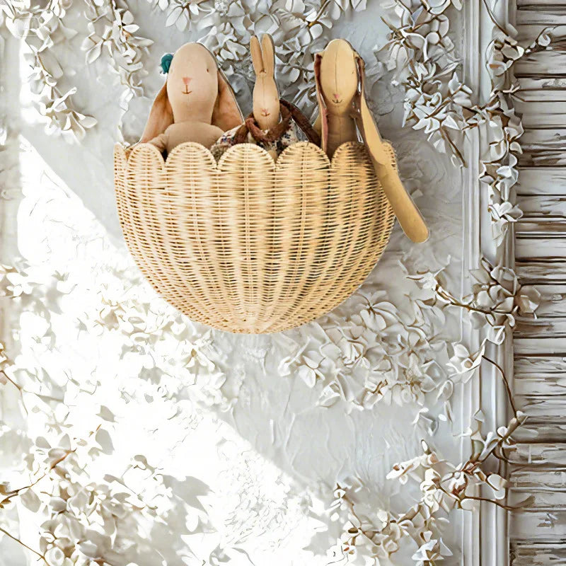 Garden Style Rattan Wall Hanging Key Storage Basket Home Decoration Toys Sundry Storage Basket Hand-woven Basket Oasis Select