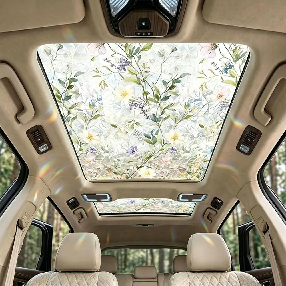 Car Sunroof Tinting Window Sticker Plant Floral Glass Decal Film Removable Home Decor Window Decoration Oasis Select C
