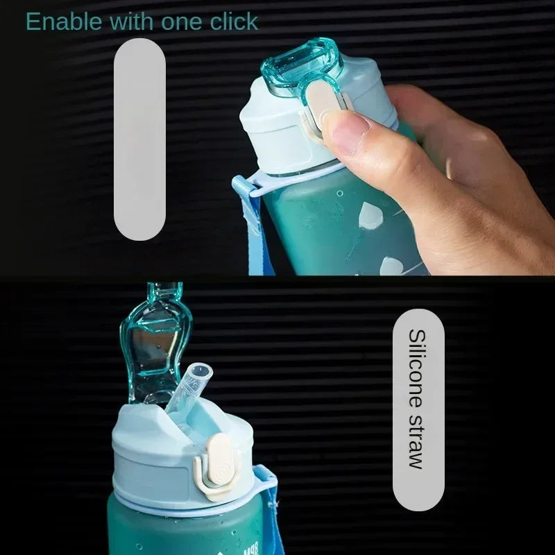 900ml Sports Water Bottle High Temperature Resistant Graduated Straw Cup Rainbow Frosted Progressive Color Water Cup Plastic Cup Oasis Select
