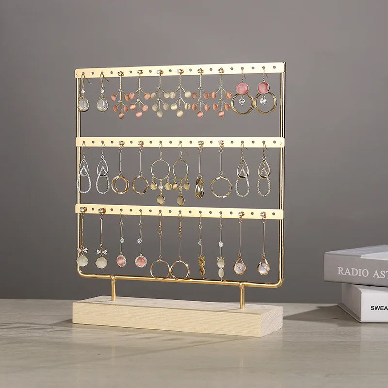 Solid Wood Iron Earring Holder Rack – Multi-Tier Jewelry Display