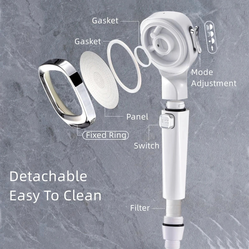 4 Modes High Pressure Shower Head With Switch On Off Button Sprayer Water Saving Adjustable Shower Nozzle Filter For Bathroom Oasis Select