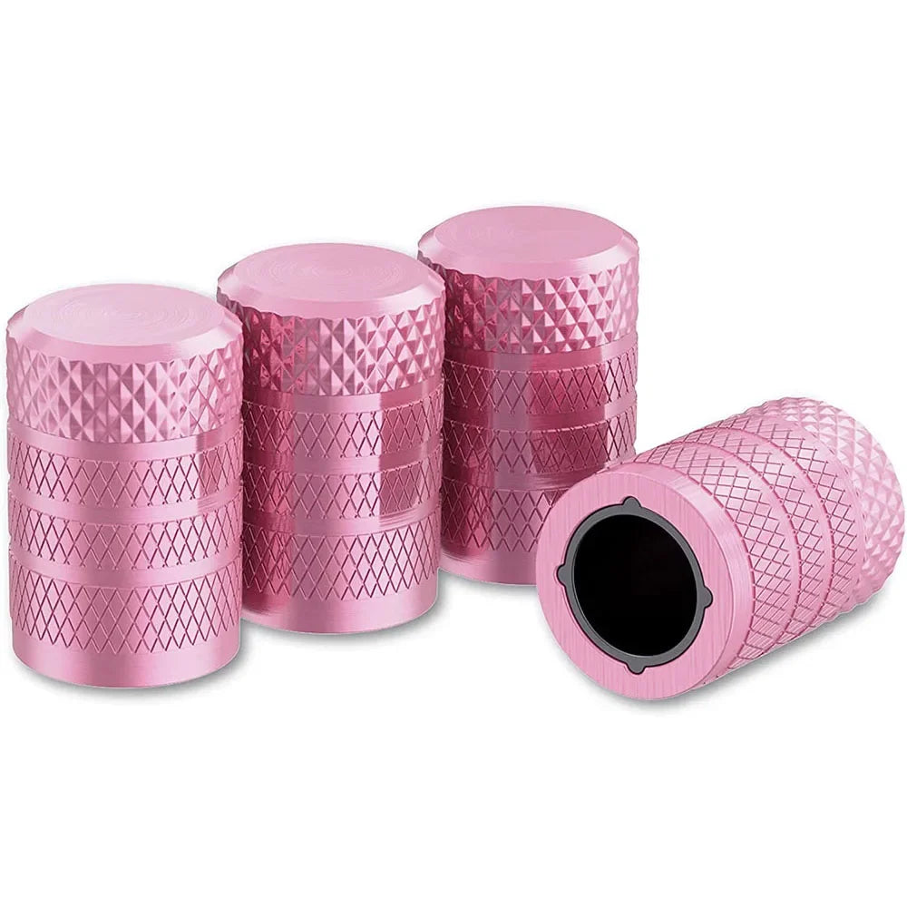 Tire Valve Stem Caps 4pcs Aluminum Tire Valve Cap Set Corrosion Resistant Stem Covers for Cars Trucks Motorcycles SUVs and Bikes Oasis Select Pink
