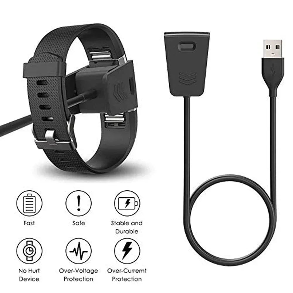 USB Charger Cable for Fitbit Charge 2, 3 & 4 – 1m Dock Cord Smartwatch Charger Cable Oasis Select
