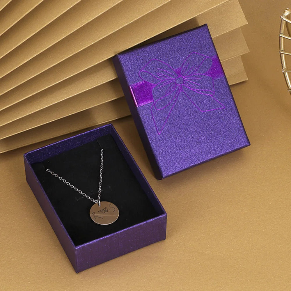 Fashion Bowknot Jewelry Box Multi Colors Ring Earrings Pendant Necklace Gift Jewelry Storage Display Paper Jewelry Packaging Box Oasis Select Purple Other