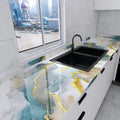 PVC Self-Adhesive Hot Stamping Marble Pattern Oil-Proof Stickers Suitable For Kitchen Walls And Decorative Background Walls. Oasis Select qingyitangjin 40cmX10m