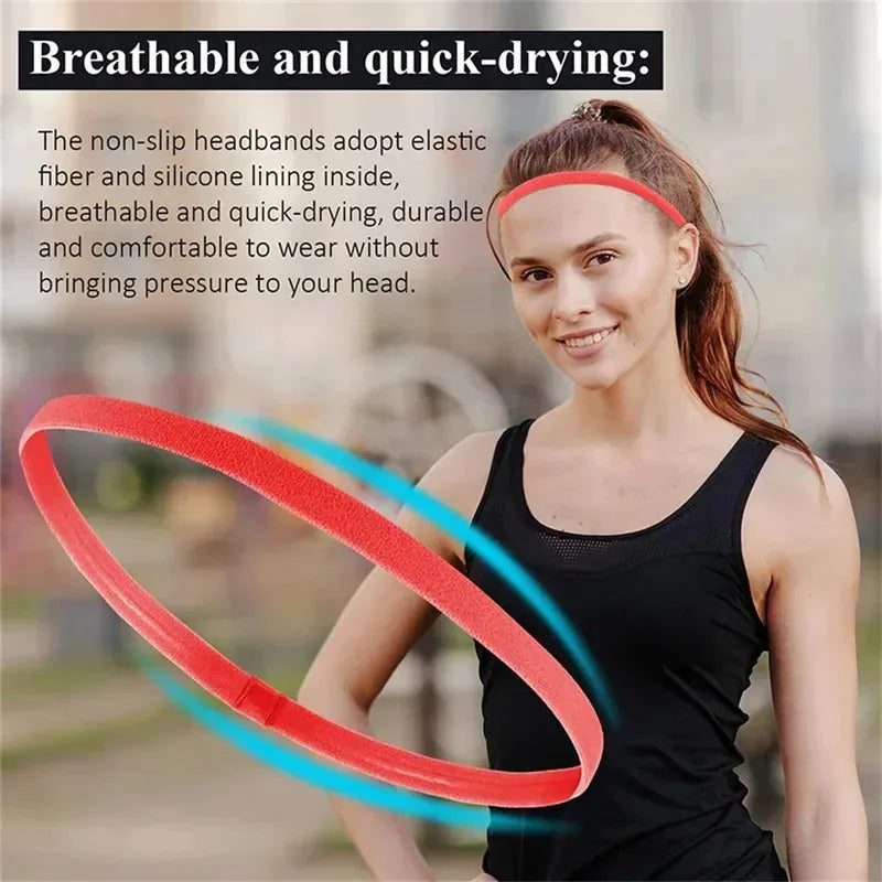 5/10pcs Elastic Absorbent Sweat Bands Yoga Running Fitness Headband Thin Sports Women Men Hair Bands Anti-Slip Hair Accessories Oasis Select