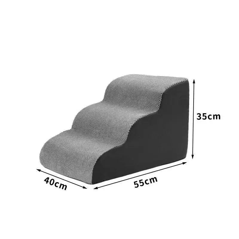 Pet 2/3 Steps High Density Foam Dog Secure Stairs Ramps Non-Slip Pet Steps for Older Dogs Pet with Joint Pain Sofa Bed Ladder Oasis Select 3 floors dark gray
