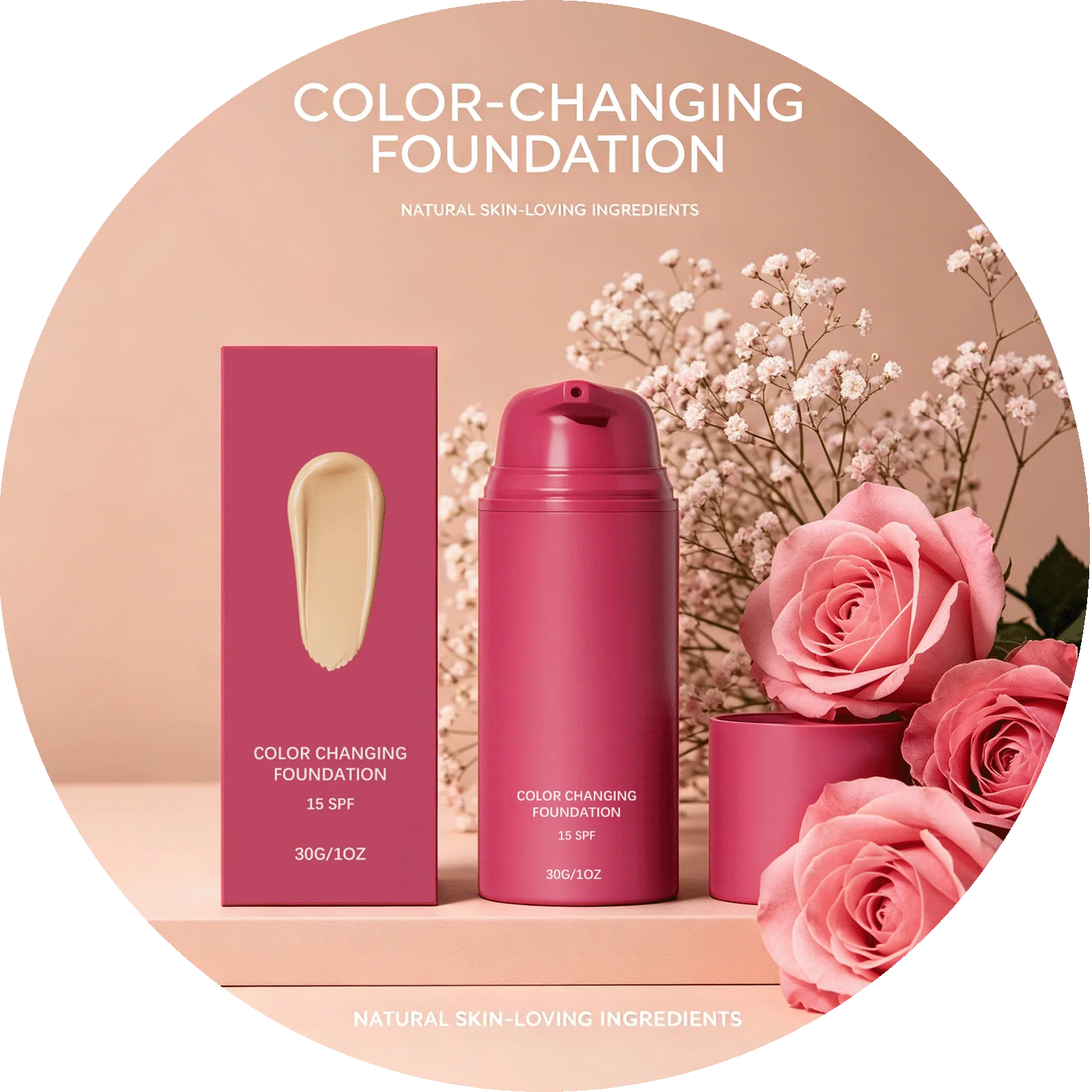 Color Changing Liquid Foundation SPF 15 Concealer Cover Face Blemishes Conceal Skin Fine Lines Original Foundation Face Makeup Oasis Select 30g Boxed x 2PCS
