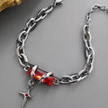 Retro Black Zircon Star Bracelet For Women Men Gifts Trend Metal Chain Unisex Goth Jewelry New Couple Accessories Oasis Select Red