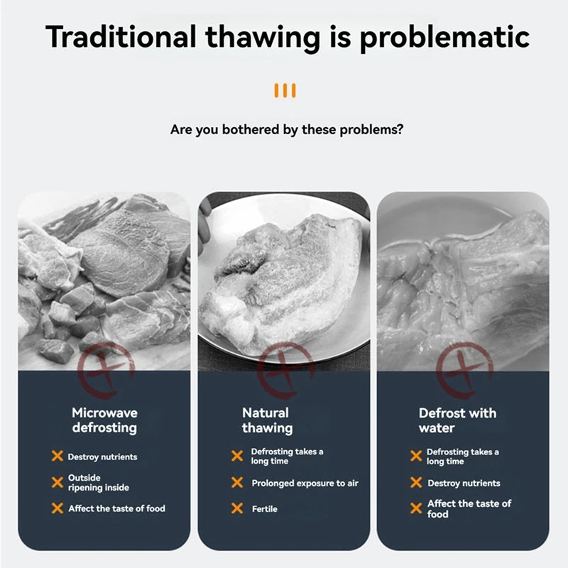 WISH Smart Defroster For Thawing Of Defrosting Tray For Meat - Home Use Temperature Control Device With Draining Basket Oasis Select