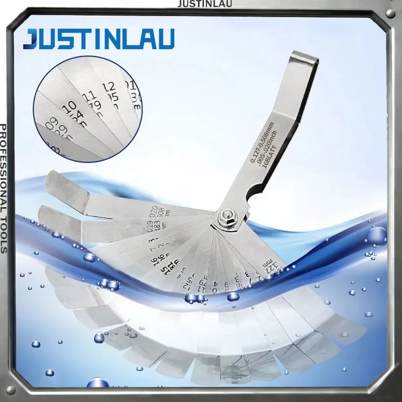 JUSTINLAU 16blade 0.127-1MM Plug Gauge Metric Gap Filing Measuring Tool Used for Engine Valve Adjustment Plug Gauge Valve Gasket Oasis Select