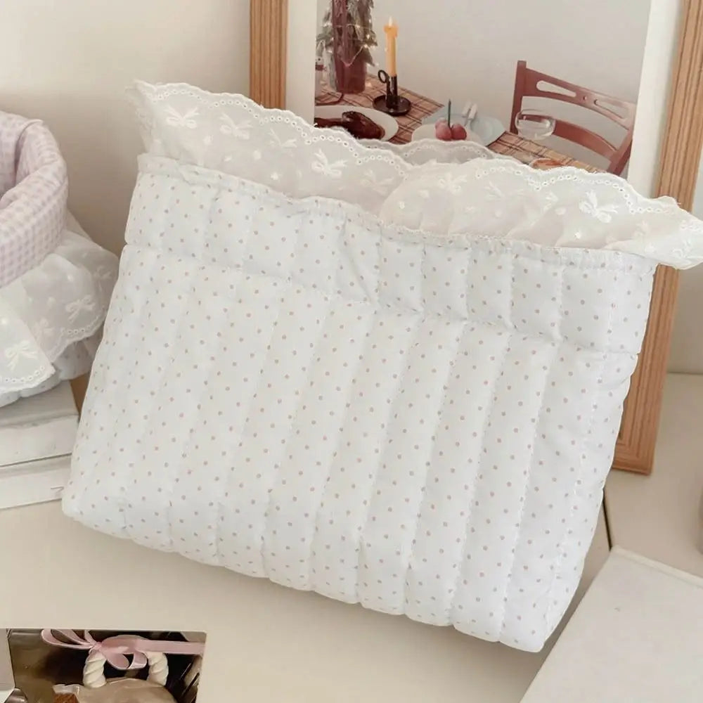 Quilted Cotton Foldable Oval Storage Basket – Pink Dots Organizer