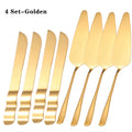 8-Piece Rose Gold Stainless Steel Wedding Cake Knife Set Cake Knife Set Oasis Select Gold
