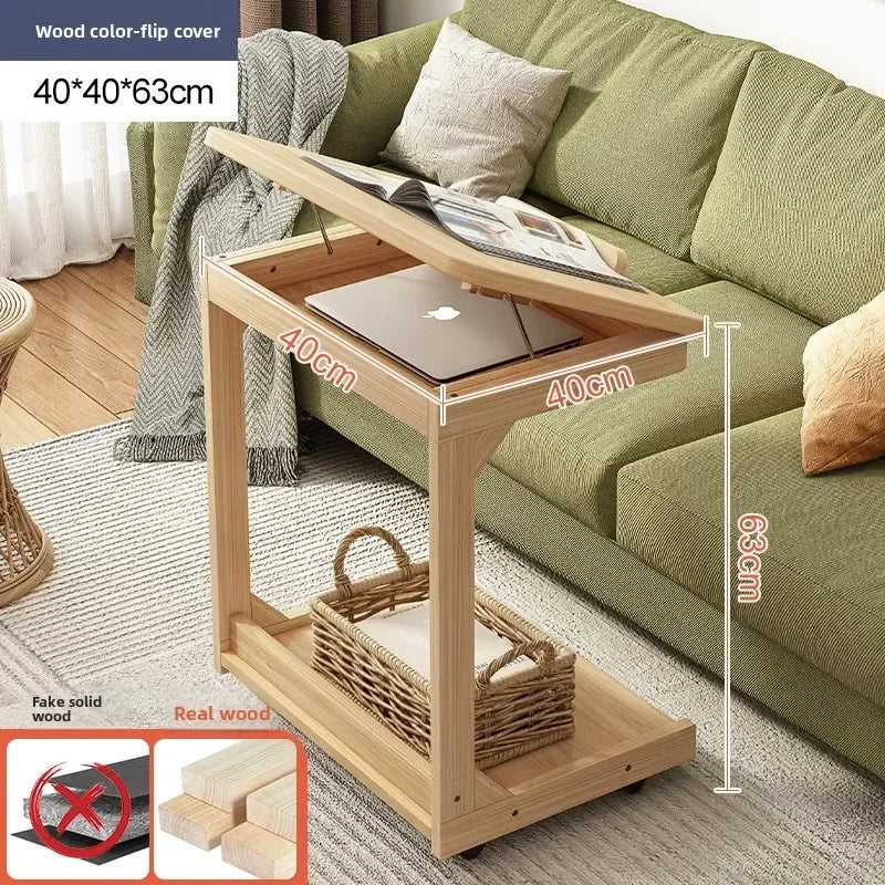 Multi-functional Removable flip solid wood edge few living room household side table sofa small coffee table sturdy and durable Oasis Select Log D