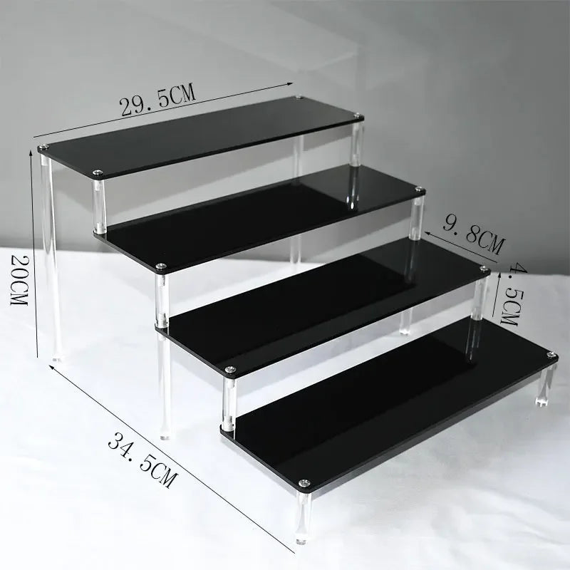 1–5 Tier Acrylic Display Stand | Riser Shelf Rack – Clear & Black