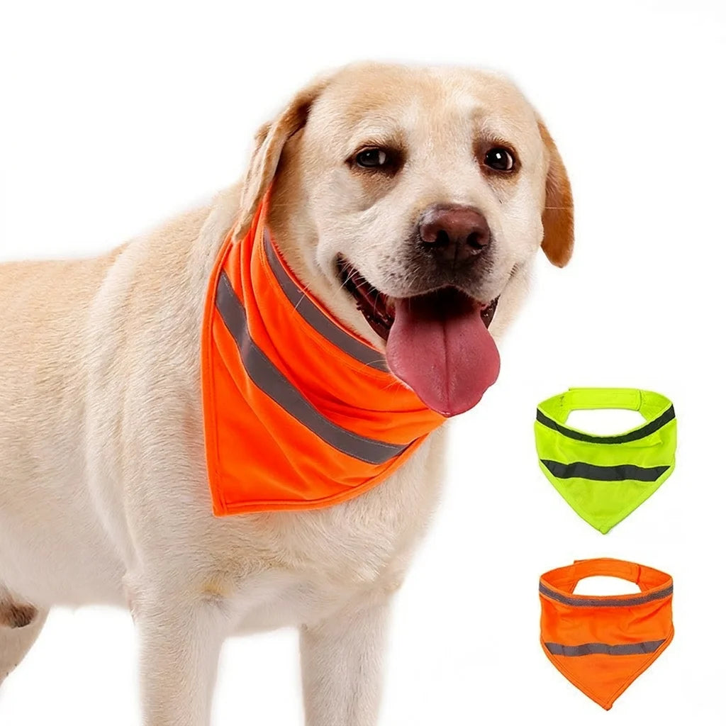 Dog Reflective Bandanas Pet Triangular Towel Scarf Bright Color Polyester Bib Oasis Select Orange Red-M