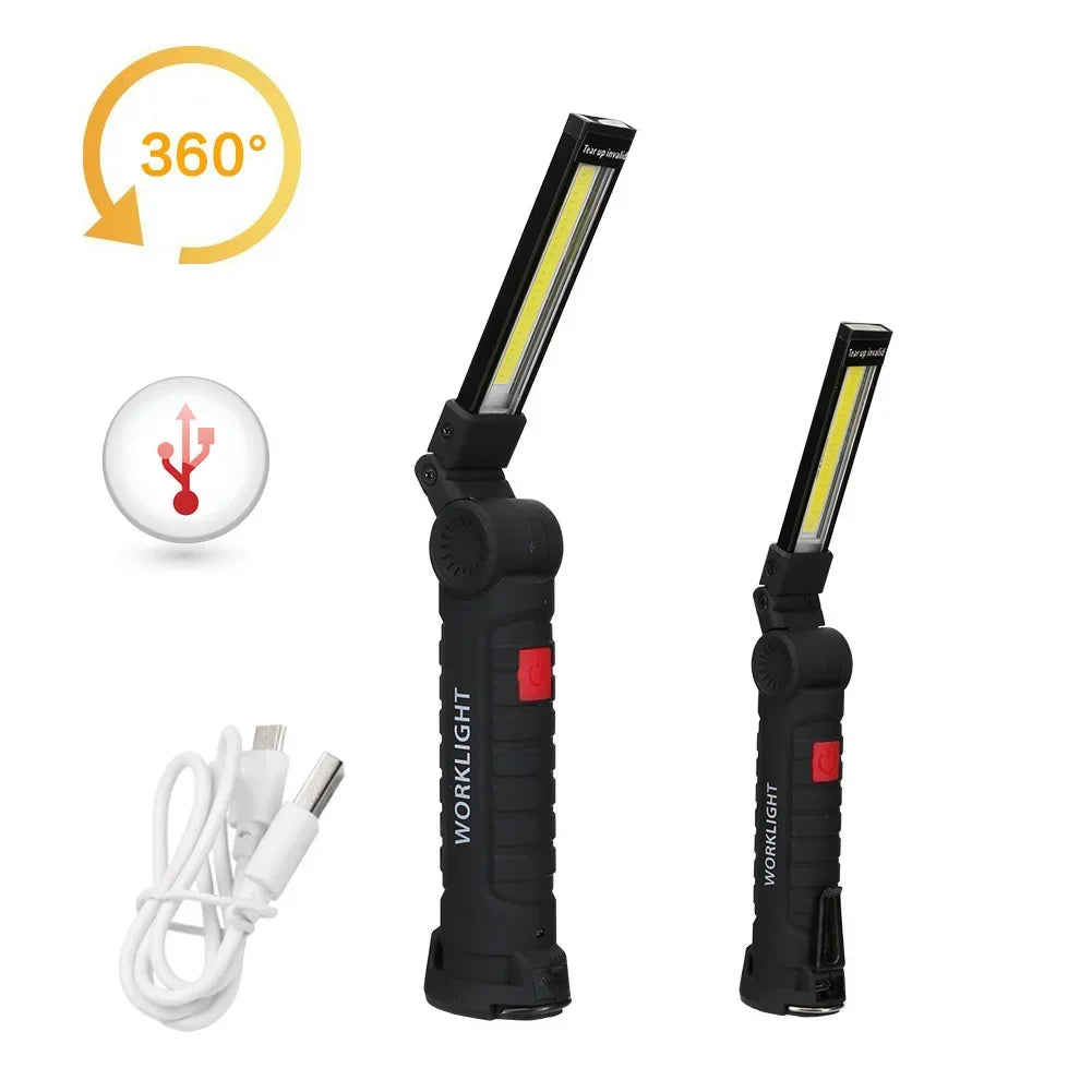 New Portable COB LED Flashlight USB Rechargeable Work Light Magnetic Lanterna Hanging Lamp with Built-in Battery Camping Torch Oasis Select