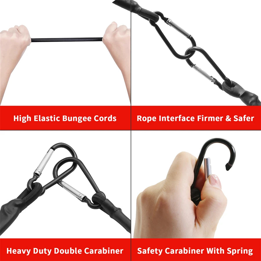 30/60/90/120/150CM Stretch Elastic Ropes 8MM Bungee Cords With Hooks Lightweight Bikes Tie Car Luggage Packing Roof Rack Strap Oasis Select
