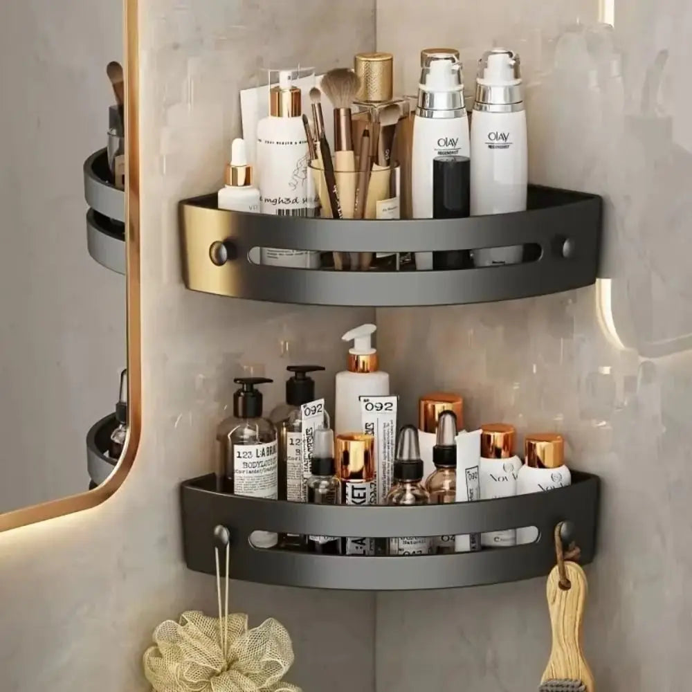 1/2/3Pcs Portable Punch-free Bathroom Shelves Wall-mounted Large Capacity Kitchen Storage Rack Triangle Save Space Shower Shelf Oasis Select