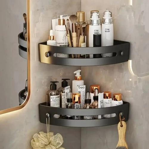 1/2/3Pcs Portable Punch-free Bathroom Shelves Wall-mounted Large Capacity Kitchen Storage Rack Triangle Save Space Shower Shelf Oasis Select