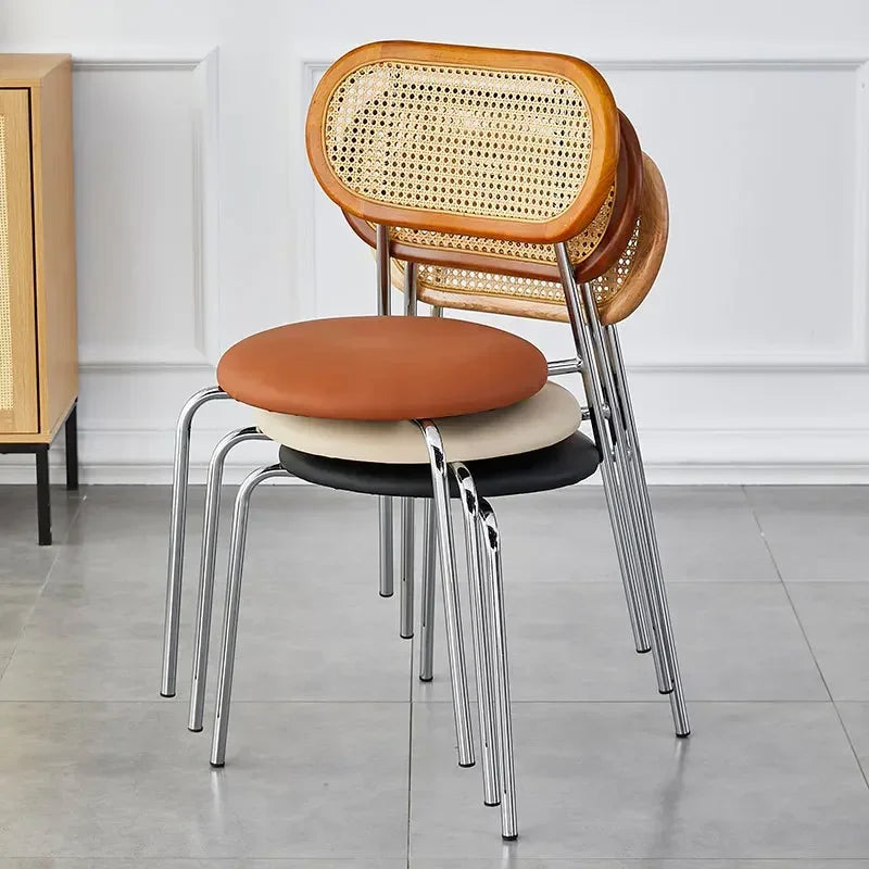 Multi-functional Household solid wood backrest dining chair office study rattan chair homestay milk tea shop seat Durable Oasis Select