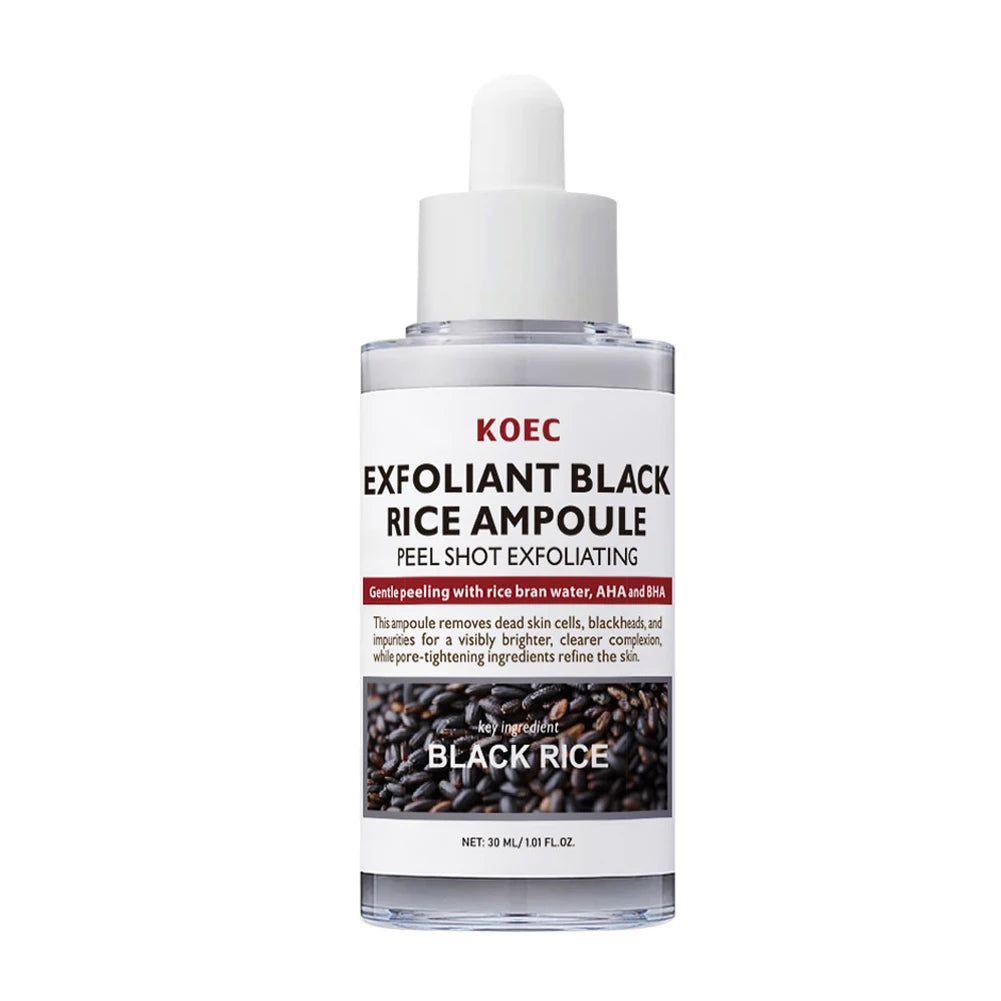 Black Rice Gently Exfoliating Essence Dead Skin Remover Facial Glowing Replenisning Moisturize Hyaluronic Acid Brightening Serum Oasis Select Black