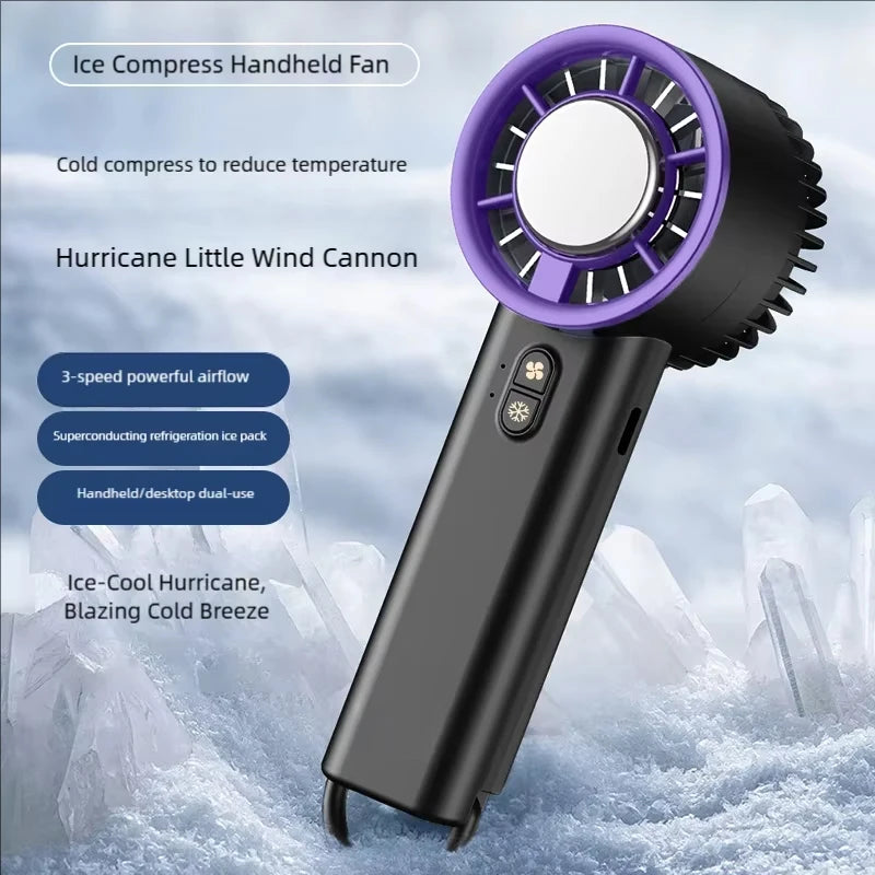 Instant Ice Cooling Handheld Fan Semiconductor Refrigeration 3 Speeds Ultra Quiet Brushless Motor USB Rechargeable Cooler Oasis Select Grey