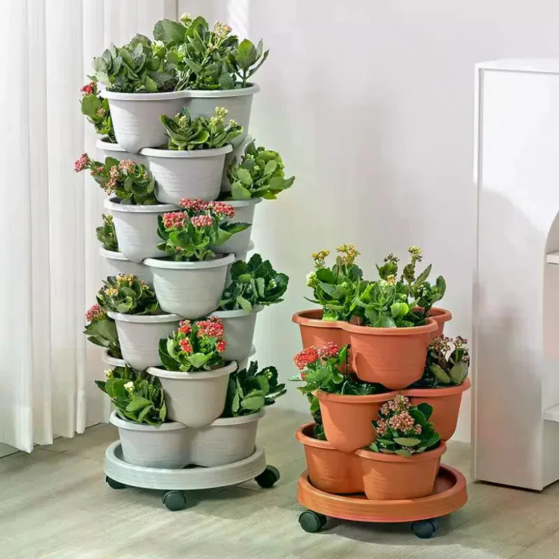 Vertical Tower Stackable Flower Pot Plastic Multi-layer Garden Planter Tower For Strawberry Vegetable Frame Grow Oasis Select