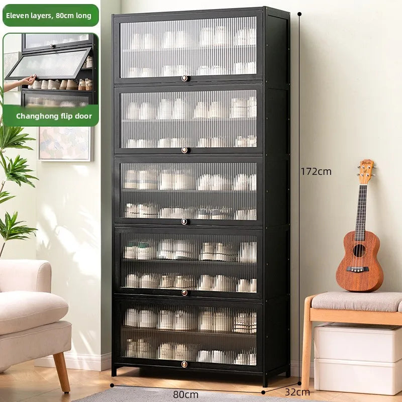 Shoe cabinet storage rack household modern door large capacity simple space saving ultra-thin solid wood Oasis Select Eleventh floor 80