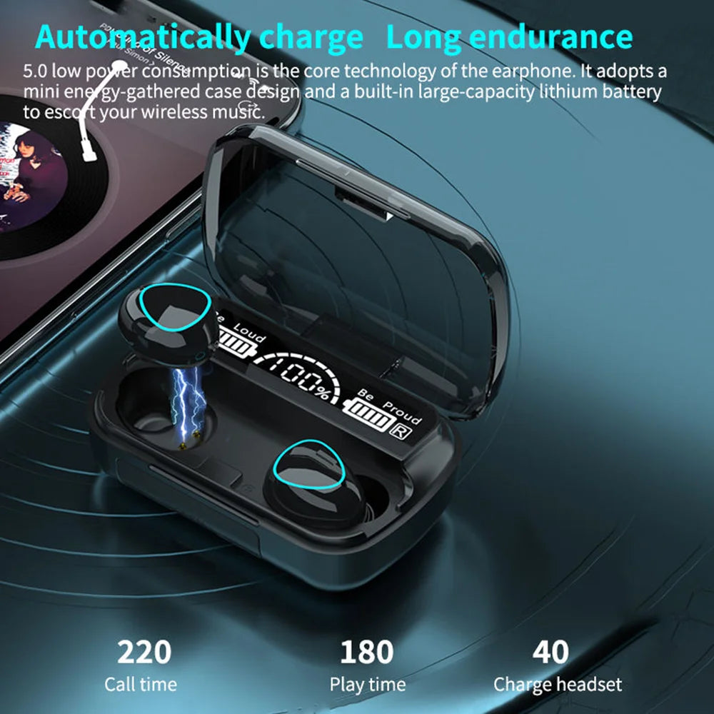 M10 Wireless Bluetooth Earbuds with Power Bank | Sports & Gaming