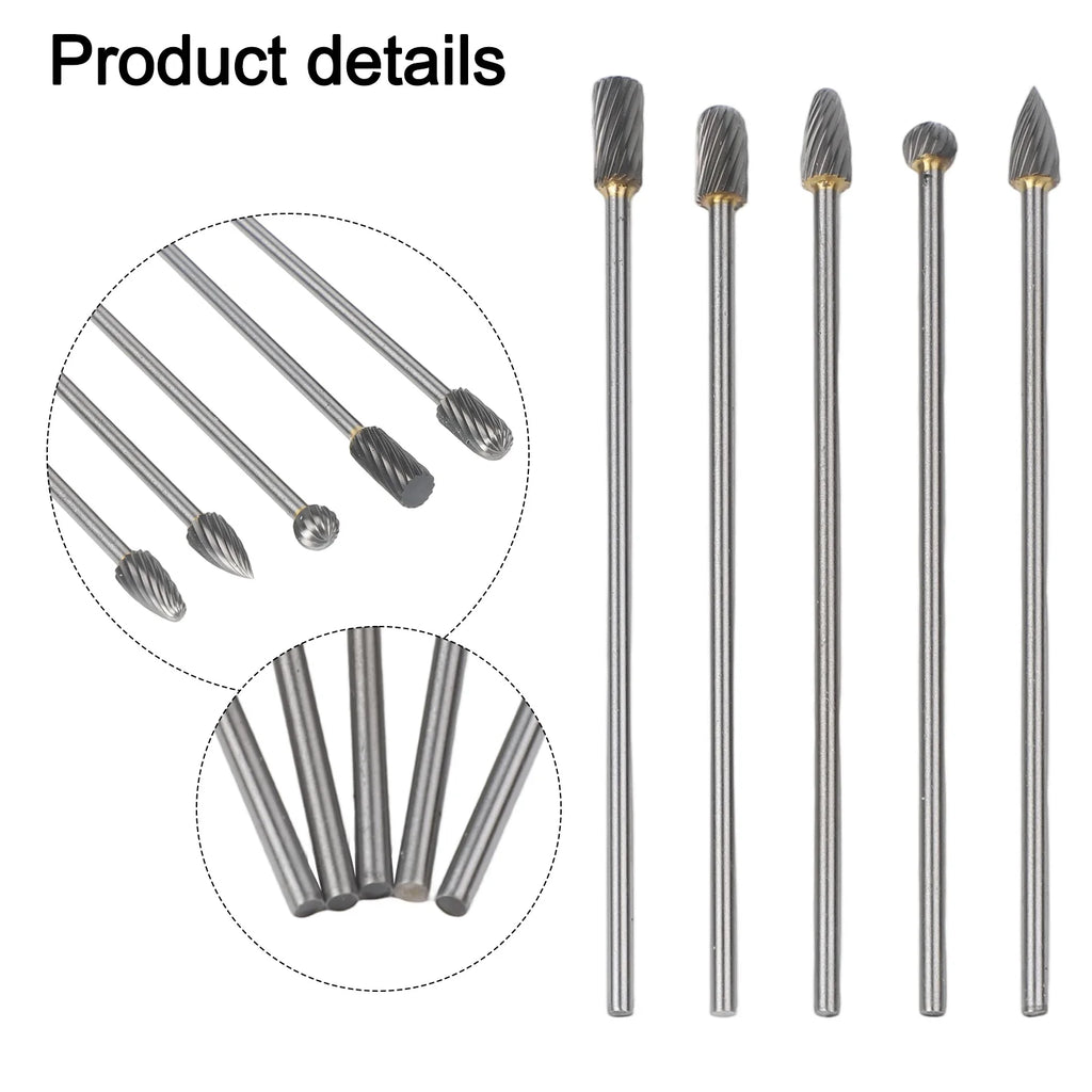 5pcs Rotary Rasp File Carving Grinder Abrasive Tools 3x6x100mm Long Single Cut For Solid Carbide Rotary Burrs Set Rotary Tools Oasis Select