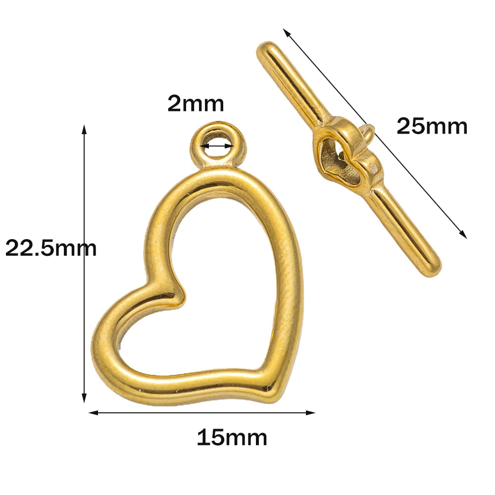 5 Sets Stainless Steel Toggle Clasp T-bar Closure Ring Fastener Hook