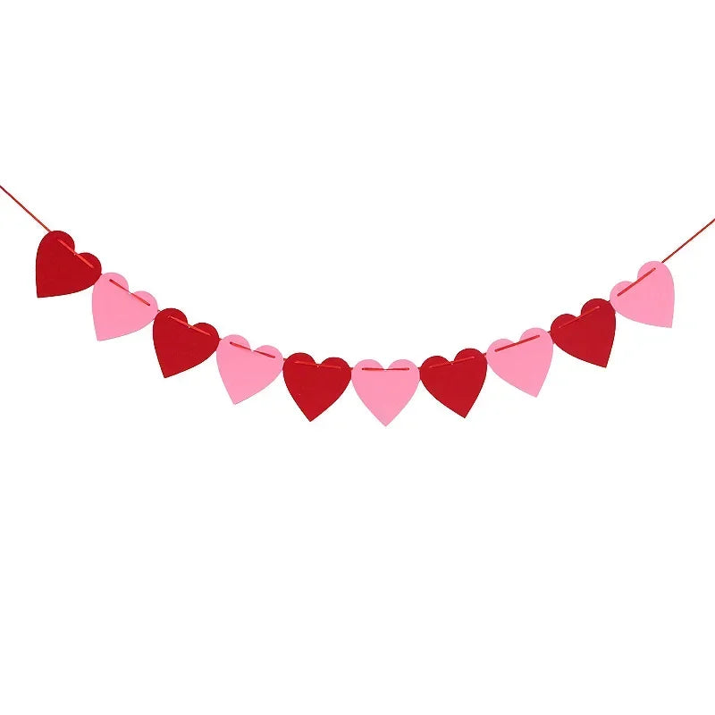Valentine Hanging Banner Garland Bunting Red Love Heart Paper Banner Door Hanging Ornament Wedding Birthday Party Decoration Oasis Select B