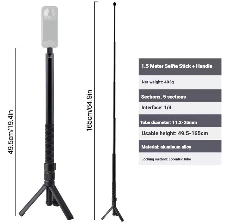 1.2m Invisible Selfie Stick Bullet Time Tripod for Insta360 & DJI