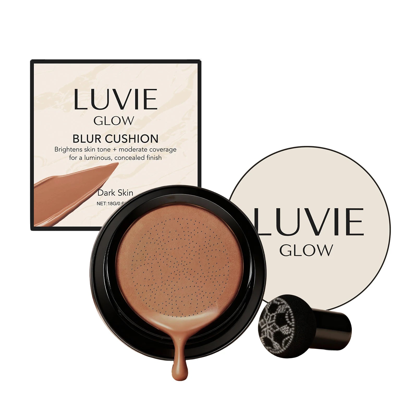 Long-Lasting Air Cushion Foundation Natural Coverage Blemishes Smooth Brightening Skin Oil Control Sweatproof Facial Base Makeup Oasis Select Dark Skin Tone