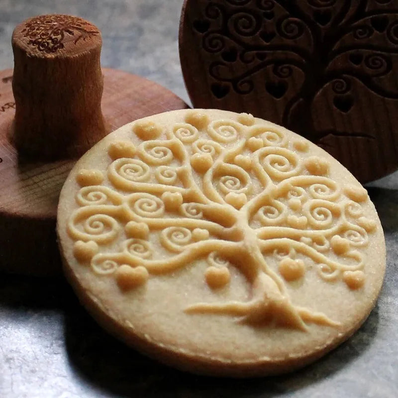 Carving Wood Kitchen Biscuit Mold Carving Cookie Mold Cutter Gingerbread Biscuit Crisp Cake Mold Cookie Stamp Oasis Select Tree of Love