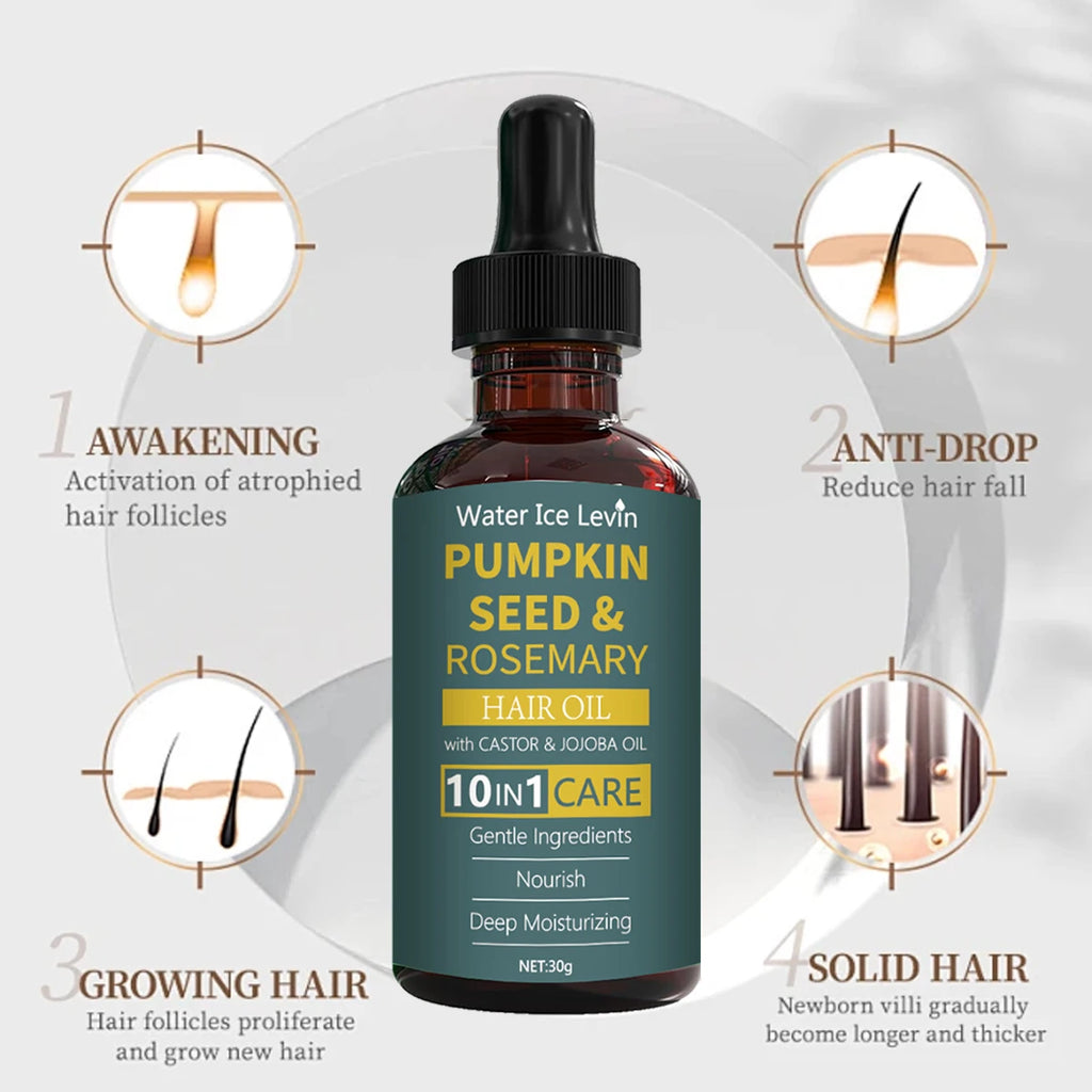 Pumpkin Seed & Rosemary Hair Oil 10-in-1 Care for Deep Nourishing & Moisturizing,Gentle Formula for All Hair Types Oasis Select